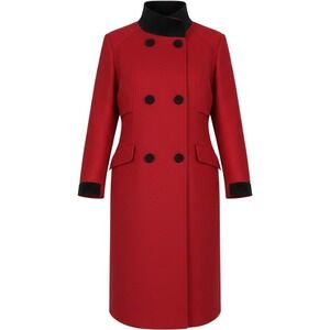 Mario De Pinto Vintage Red Wool Blend Double Breasted Long Coat Womens USA Made